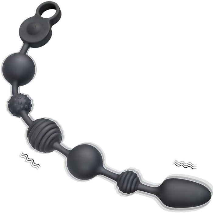 Анальні кулі вібратор із 10 режимів вібрації, 3 моторами та анальною ланцюжком. Стимулятор G-точки, простати, анальних кулястих вставок для чоловіків, жінок, пар.