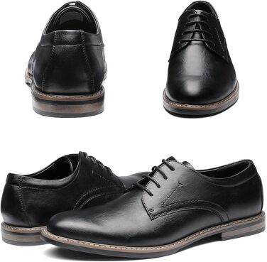 Чоловічі класичні туфлі Bruno Marc: шкіряні бізнес-туфлі Derby Oxfords для весіль та офісу, чорні, розмір 46 EU
