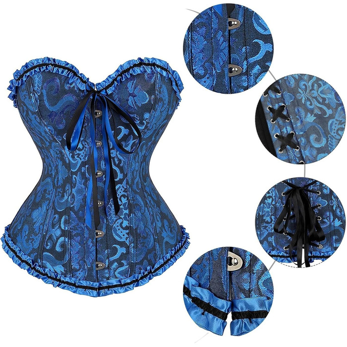 Жіноче корсетне приглудне (корсет-бюстгальтер) з корсетом над грудьми, темно-синій, M