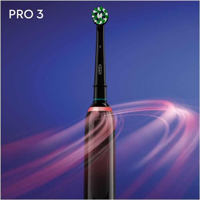 Електрична зубна щітка Oral-B Pro 3 3500 Edition, чорна, з дорожнім футляром та набором насадок (3 шт.)