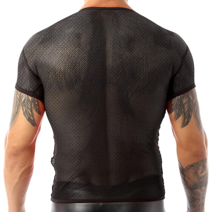 Чоловіча футболка з сітчастою тканиною та рифленим візерунком, спортивна, для фітнесу, чорна (M)