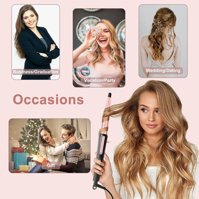 Керамічний конусний плойка-завивач JAETON (13-25 мм) для природних локонів та beach waves, професійний стайлер з регулюванням температури та рукавичками