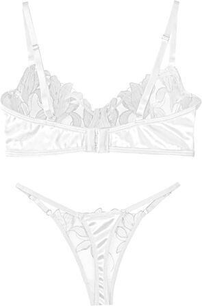 Panegy: Комплект бюстгальтера та трусиків з вишивкою, Push-Up, білий, M