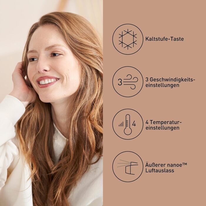 Фен для волосся Panasonic EH-NA63 Nanoe, 2000 Вт, з дифузором та насадкою для стайлінгу, Rose Gold