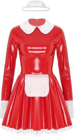 Жіноча спідня білизна Erotiek: Французьке плаття горничної, косплей, червоний колір, розмір 3XL