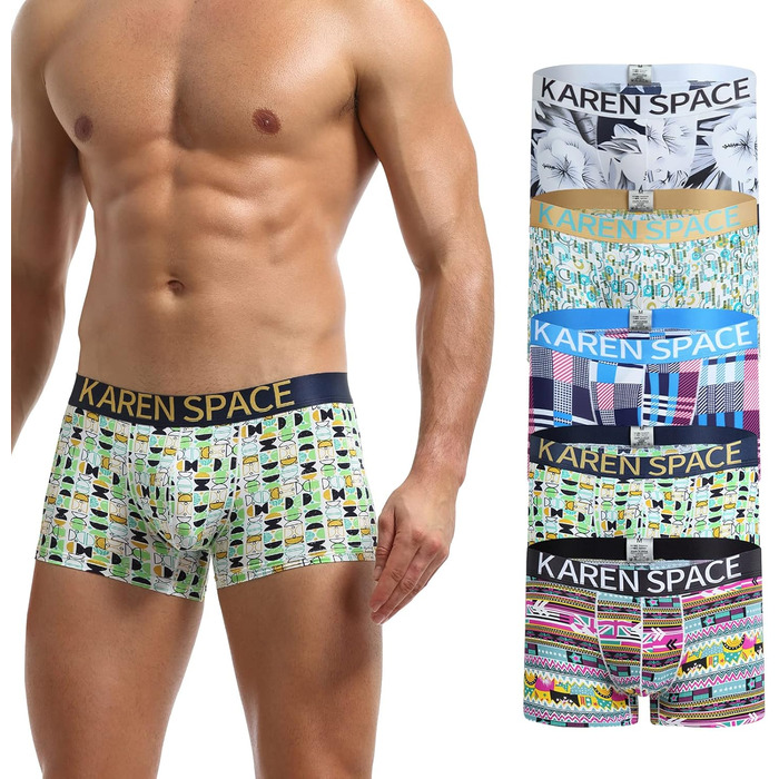 Чоловічі Тонкі Шорти-Сліпи Карен Спейс з Малюнком, Зручні Еластичні Шорти-Сліпи, 5 шт. в Упаковці