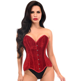Корсет Daisy Corsets для жінок з м'якої тканини з металевими ребрами, темно-червоний колір, розмір XL, модель Getaway Solids