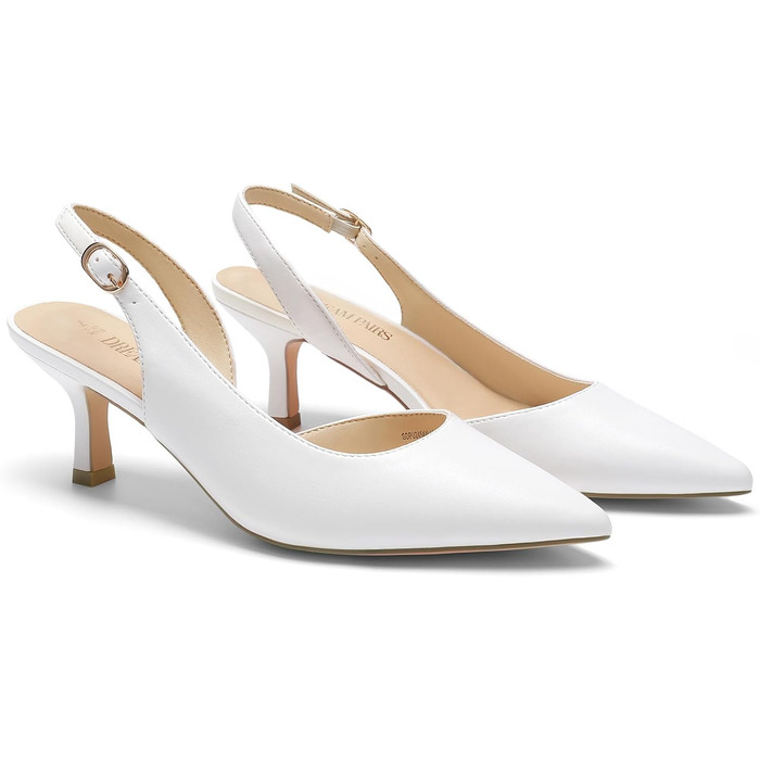 Жіночі туфлі-слінгбеки Dream Pairs на низьких підборах (kitten heels), білі, екошкіра, розмір 40 EU