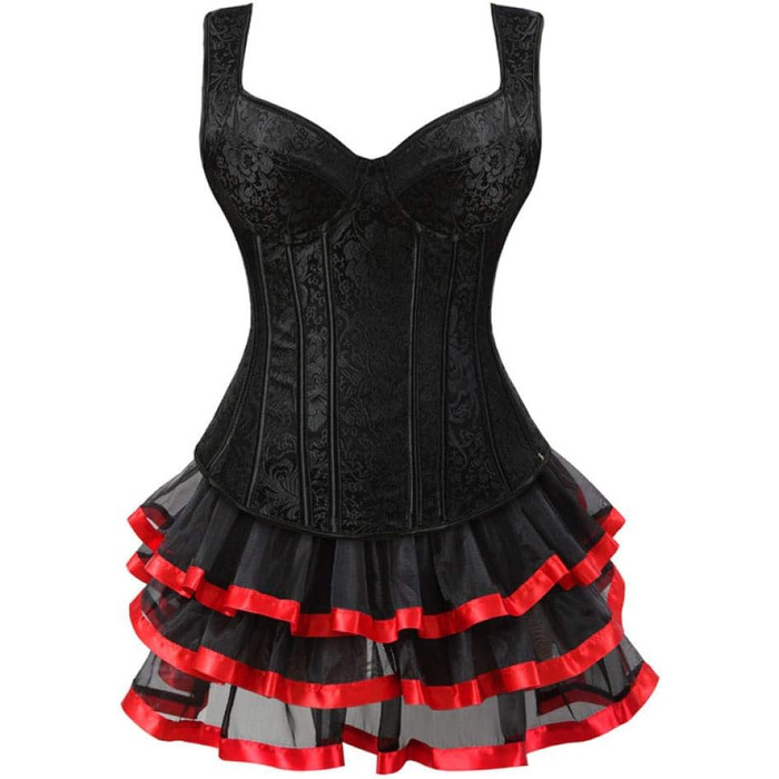 Сексуальна жіноча спідня білизна: корсет та бюстгальтер у стилі стимпанк з шнурівкою та блискавкою, з сукнею, ретро-жилет, готичний корсет Overbust (D, 3XL)