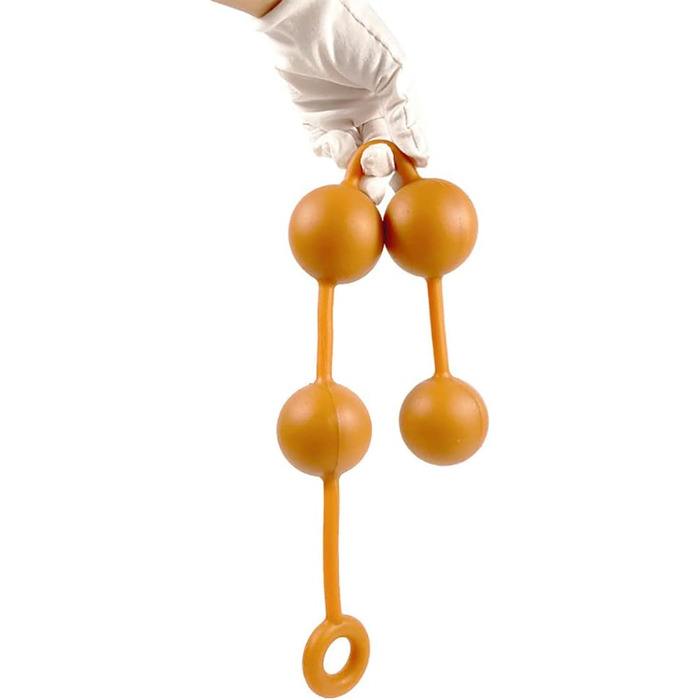 Анальні кулі Guspiun з ланцюгом (4 шт., Ø 60 мм), силікон. Іграшки для анал-сексу, для чоловіків та жінок (золотий)