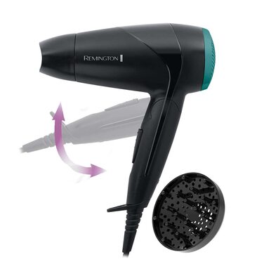 Дорожній фен Remington On The Go D1500 білий: складаний, 2000 Вт, з дифузором та вузьким соплом, двовольтажний (120/240V)