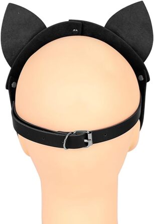 Маска кота з PU шкіри, BDSM, Bondage, для жінок, карнавал, маскарад, котяча маска, чорна