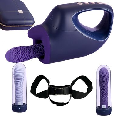 AMAZBEE Sexmaschine: автоматичний вібратор з 2 дільдами для жінок. Інтимні іграшки для вагінального та анального використання (фіолетовий)