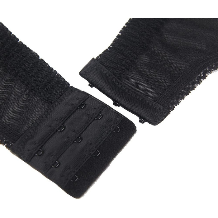 Чорний корсет-стрінг з мереживом великих розмірів з 6 бретелями та металевими кліпсами для панчіх, великий розмір, для жінок