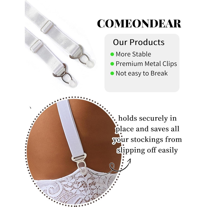 Сексуальний стрінги з кліпсами для жінок, великі розміри, мереживо, широкі стрічки, комплект нижньої білизни, стягуючі панчохи, стрінги з металевими кліпсами, пояси-стрінги, великі розміри (білий, 3XL-4XL)