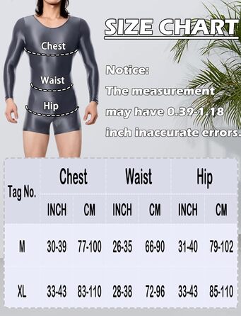 Чоловічий боді з довгими рукавами AIEOE, блискучий, з еластичної тканини, сірий, розмір M