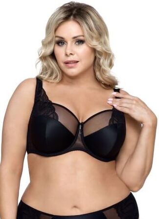 Selente бюстгальтер-бра з пуш-ап для жінок, чорний, мереживний, без підкладки, розміри C-K, 85H, Made in EU