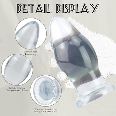 Анальний дилататор Fewarq XL з присоском, великі анальні кулі, G-spot, вагінальний мастурбатор, Butt Plug, SM, еротична іграшка для чоловіків та жінок (прозорий)
