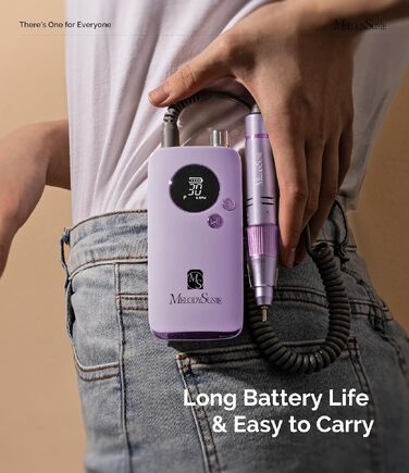 Професійний бездротовий апарат для манікюру MelodySusie SC320F, електрична нігтьова фреза 30000 об/хв для нарощених нігтів, гелю та акрилу (Фіолетовий)