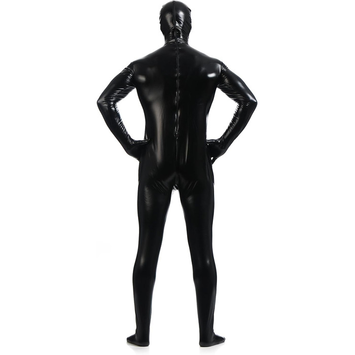 Чоловічий боді Leemqcyа, глянцевий, металік, Wetlook, з маскою, лакована шкіра, чорний, L/165-175см