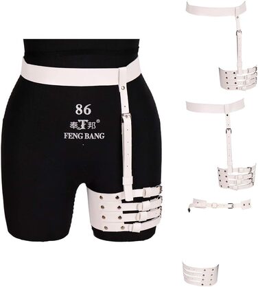 Жіночий шкіряний повзунок для панчіх, корсетний пояс, регульований, повзунок для ніг, каге для тіла, панчохи, стрічки для стегон (білий)