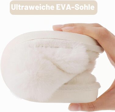 Жіночі плюшеві капці Evshine з ефектом пам'яті (Memory Foam), відкриті пальці, білі, розмір 40/41 EU