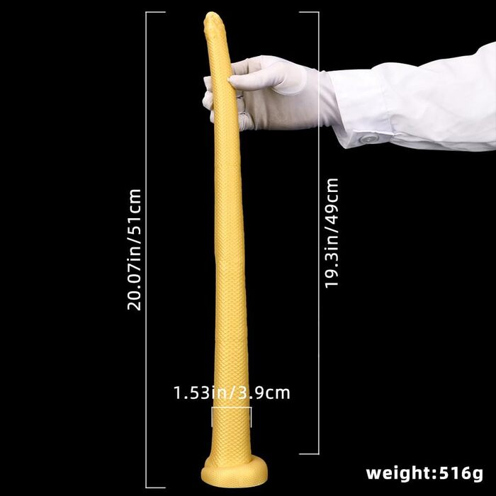 Силіконовий дилда-змійка, анальний плагін, для масажу простати та G-точки, великий розмір, 50.8 см, для чоловіків та жінок