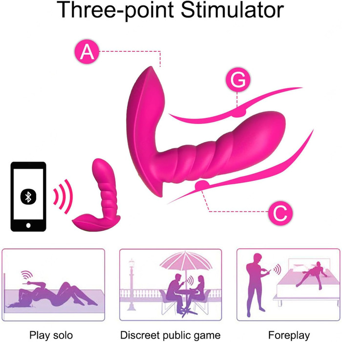 Вібратор з дистанційним керуванням та додатком, 9 режимів вібрації, жіночий вібратор-метелик, анальний дildo, іграшки для пар, фіолетовий