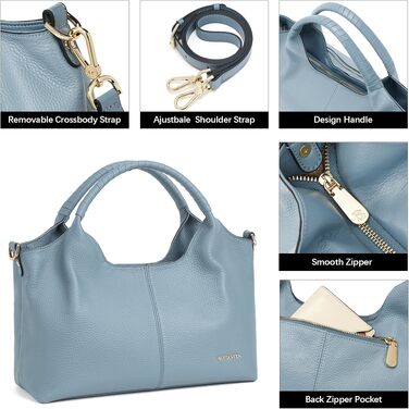 Жіноча шкіряна сумка-шопер BOSTANTEN модель Hobo з регульованим ременем на плече, коричнева