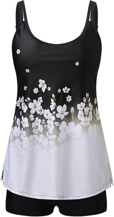 Tankini жіночий з ефектом корекції фігури, пуш-ап, великий розмір, білий - купальник роздільний для плавання та пляжу