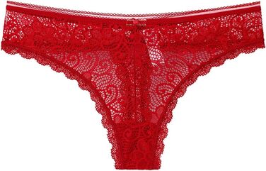 Сексуальні жіночі труси-танга з мереживом, 3 шт./набір, низька талія, безшовні G-стрінги, червоний колір, розмір XL