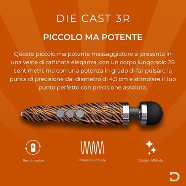 Масажер для тіла Doxy Die Cast 3 - перезаряджуваний вібратор-масажний стрижень для жінок (Tigerin)