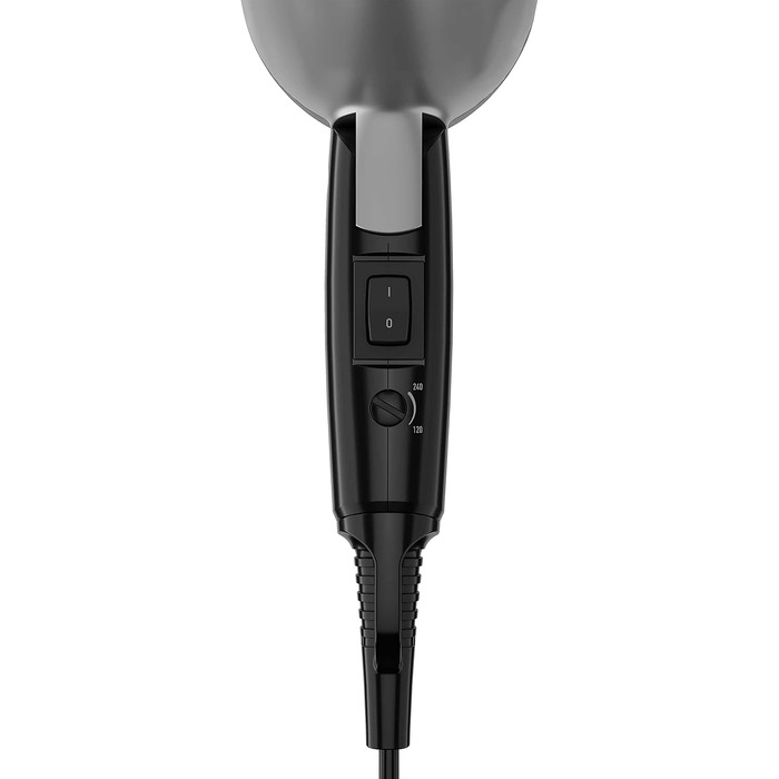 Компактний дорожній фен Grundig HD 2200 Sport & Reise, 1200 Вт, 2 режими температури та потоку повітря, складана ручка, сріблястий/чорний
