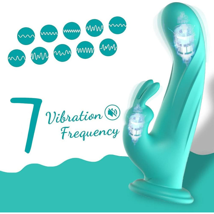 Вібратор для жінок NAIXBTY Rabbit з двома моторами, для стимуляції G-точки, силікон, водонепроникний, тихий, блакитний