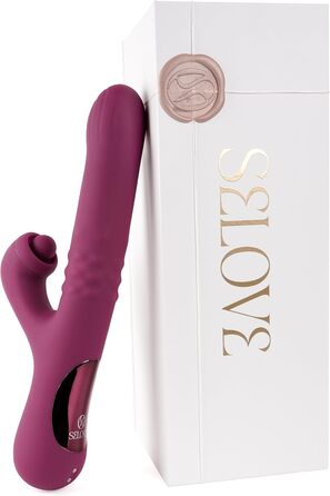 Вібратор для інтимної стимуляції SEKOVE Rabbit, Duale Стимуляція, перламутрові кульки, торкання клітора (Deep Purple)