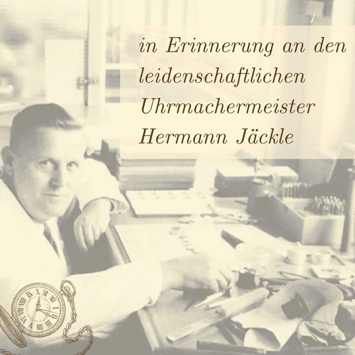Чоловічий кишеньковий годинник Hermann Jäckle Ettlingen Skelett 50 мм — скелетон, ручний завод, корпус Double Hunter, римські цифри, з ланцюжком та футляром