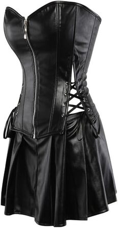 Сукня-корсет з штучної шкіри для жінок KUOSE, чорна, повномірна, розміри S-6XL