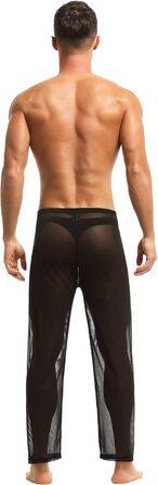 Чоловічі прозорі штани з сітки, нічна сорочка, спідня білизна, штани з нейлону, чоловічі мереживні штани, довгі прозорі штани, чоловічі штани з сітки, штани з тонкої сітки з тюлю, чорний