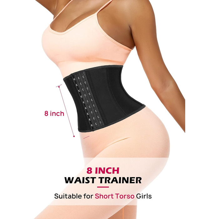 Корсет для фігури жіночий, чорний, з 9 сталевих кісток, для корекції талії