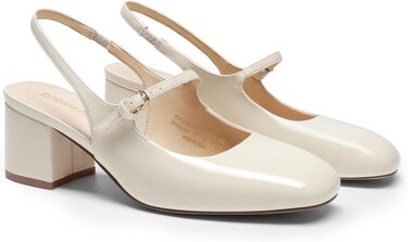 Жіночі туфлі Mary Jane DREAM PAIRS на низькому масивному каблуку, бежеві човники з квадратним носком та ремінцем Slingback для офісу та вечірок (41 EU)