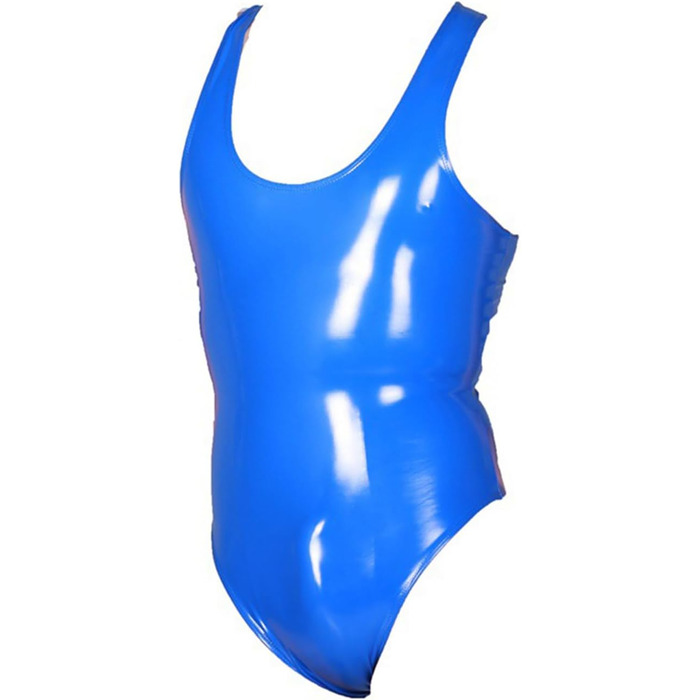 Сексуальний латексний комбінезон з штанцями, костюм для сцени та шоу (XL, блакитний)