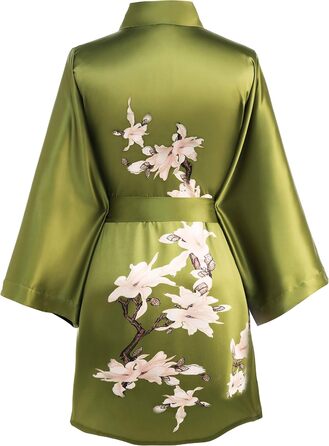 Халат жіночий літній з квітковим принтом Babeyond, сатиновий, короткий, пляжний, універсальний розмір, зелений