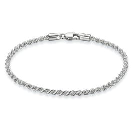 Срібний браслет LeCalla 925 Sterling Silver 4 мм, класичний плетений ланцюг «канатка» з алмазною огранкою, Італія, довжина 8 дюймів (унісекс)