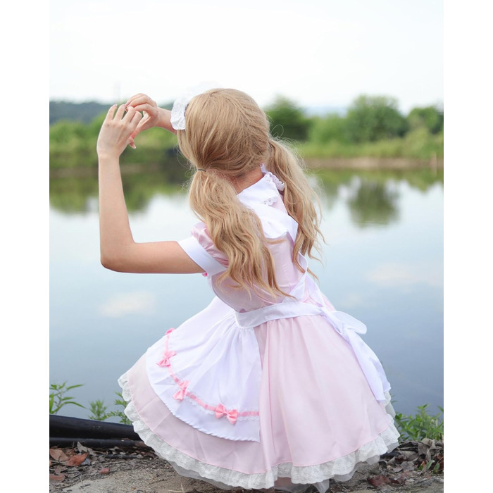 Костюм покоївки FCCAM CCAM: костюм покоївки, костюм служниці, косплей, костюм офіціантки (рожевий, 3XL)