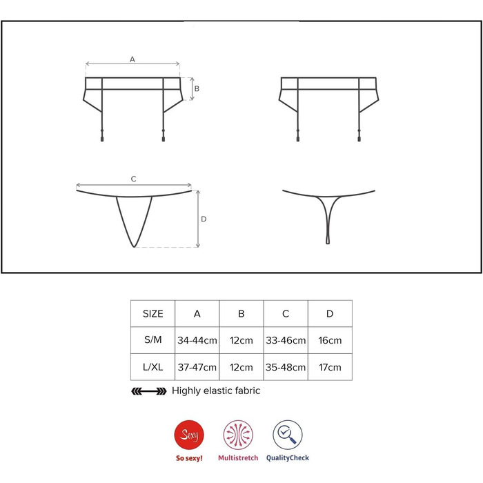 Корсет-стрінг MOKETTA з мереживом, чорний, S-M, у подарунковій коробці