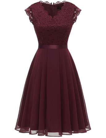 Сукня коктейльна Dressystar жіноча бордового кольору, довжина міні, для вечірки та весілля