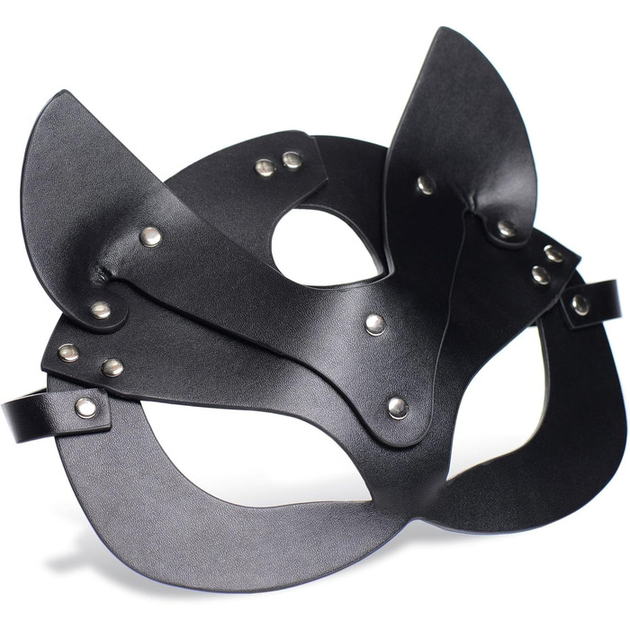 Маска кота з PU шкіри, BDSM, Bondage, для жінок, карнавал, маскарад, котяча маска, чорна