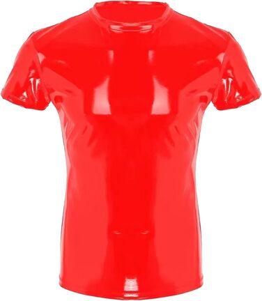 Чоловіча сорочка з лакованої шкіри Wetlook AIEOE, червона, XL - сексуальний образ для вечірок