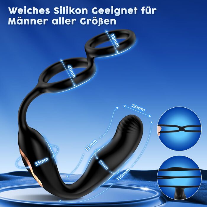 Вібратор для чоловіків для стимуляції простати, з обертанням на 360° та 10 режимами вібрації, анальний плагін з кільцем