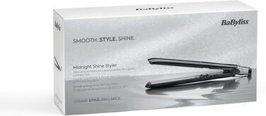 Випрямляч для волосся BaByliss Midnight Shine ST590E з титано-керамічними пластинами, 13 рівнів температури (170–235°C), подовжені пластини, ефект анти-фриз, чорний